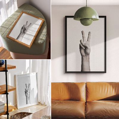 Premium wall art Black and white gesture of peace minimalism elegance