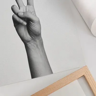 Premium wall art minimalist black and white peace gesture print