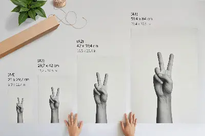 Premium wall art minimalist black and white peace gesture print