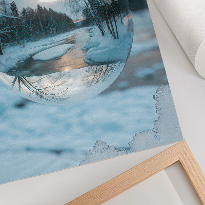Decorative poster Winter landscape with blue reflections of trees