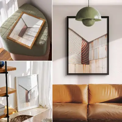 Geometric metal and rust poster with panels design