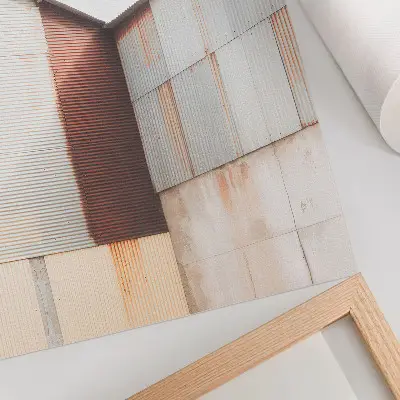 Geometric metal and rust poster with panels design