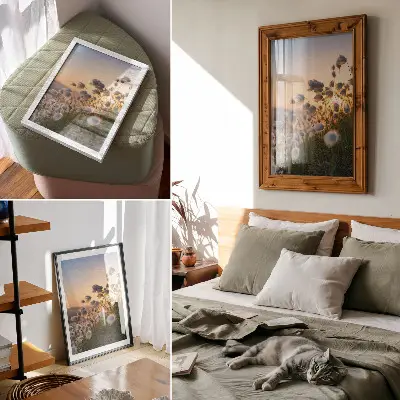 Premium wall art grasses at sunset in warm natural colors