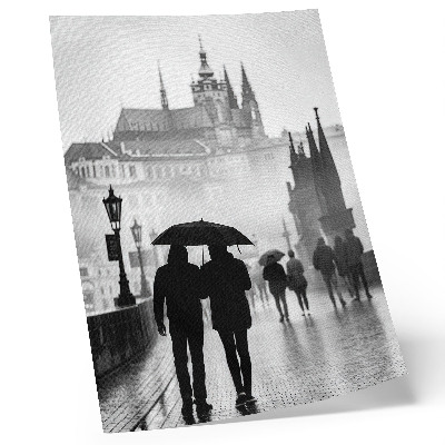 Art print A walk in the rain historic architecture couple