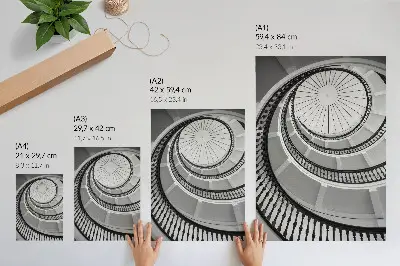 Poster black and white modern elegant spiral staircase