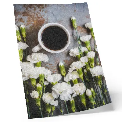 Art print a cup of coffee and white carnations