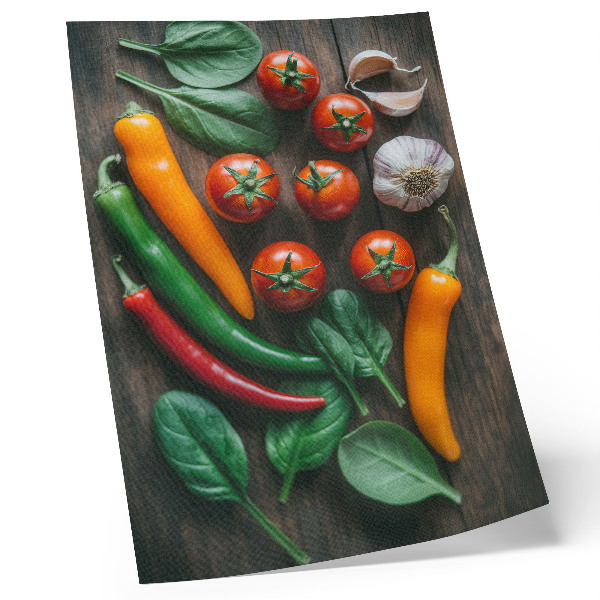 Decorative poster Bright vegetables on a dark, rustic background