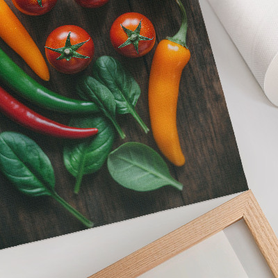 Decorative poster Bright vegetables on a dark, rustic background