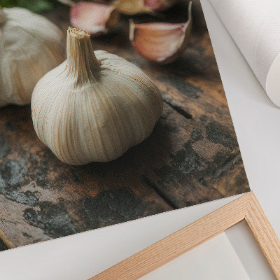 Poster Garlic on wood nature rustic atmosphere authenticity