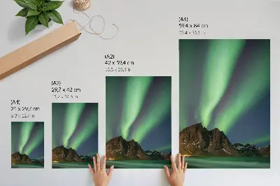 Premium wall art magical sky with green lights over impressive mountains