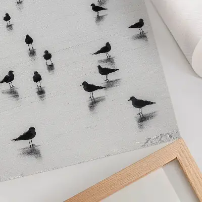 Birds over water poster subtle reflections minimalism