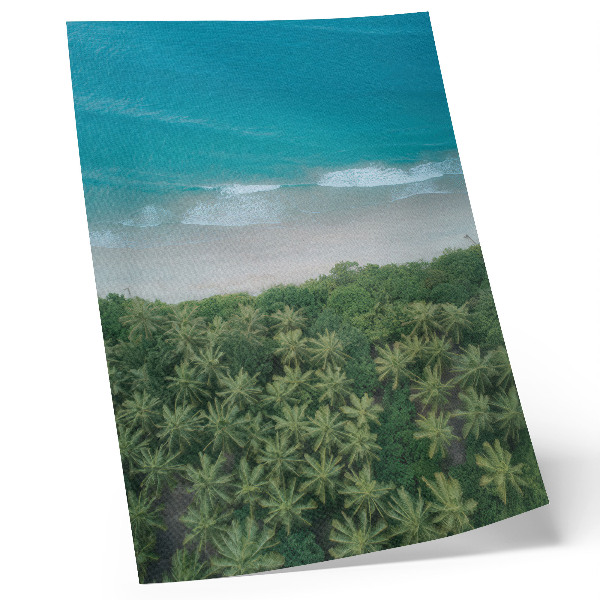 Premium wall art Beach turquoise waves palm trees harmony peace