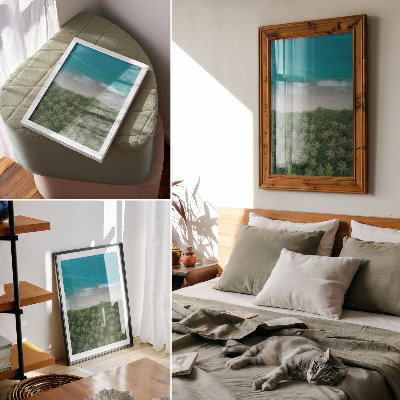 Premium wall art Beach turquoise waves palm trees harmony peace