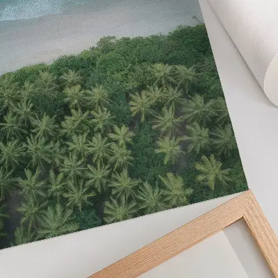 Premium wall art beach with turquoise waves and peaceful palm trees