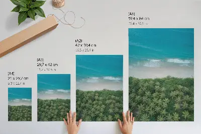 Premium wall art beach with turquoise waves and peaceful palm trees
