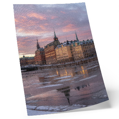 Art print City panorama sunset ice fragments