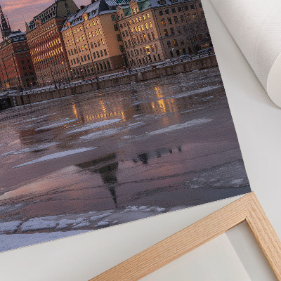 Art print City panorama sunset ice fragments