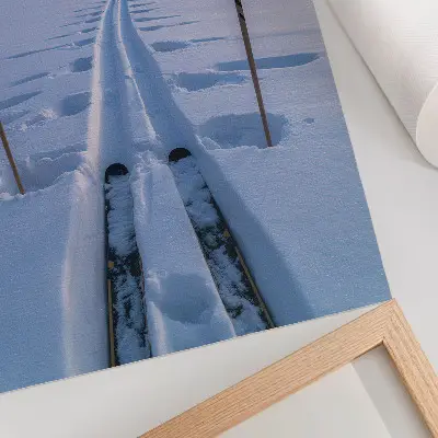 Poster white mountain silhouette against a snowy sky