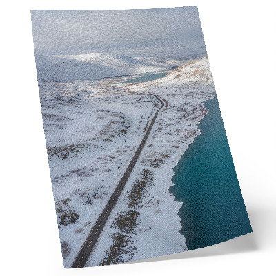 Art print Snowy landscape minimalism blue water