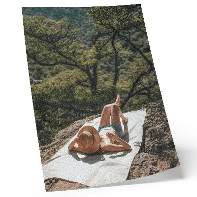Premium wall art featuring a relaxing nature scene with trees and a rocky landscape
