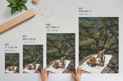 Premium wall art Relaxing on a rock green trees hat nature