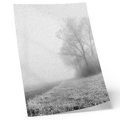 Decorative poster Subtle fog trees winter landscape peaceful atmosphere