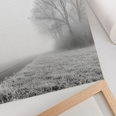 Decorative poster Subtle fog trees winter landscape peaceful atmosphere
