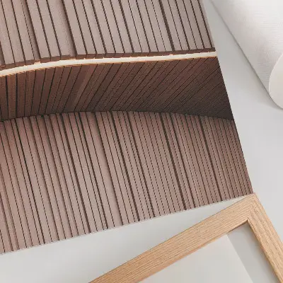 Decorative poster beige light modern wooden panels design