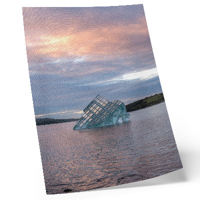 Art print Glass structure in the water under the sky