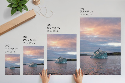 Art print Glass structure in the water under the sky