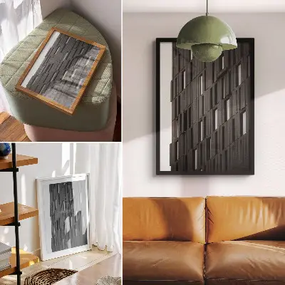Premium modern wall art graphite geometric forms