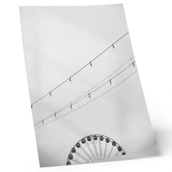 Decorative poster featuring a high-contrast black and white wire and bulb design