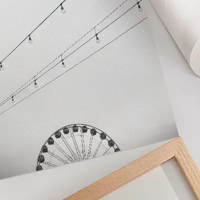 Decorative poster featuring a high-contrast black and white wire and bulb design