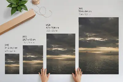 Premium wall art featuring a beautiful view of the sea with clouds and sun rays