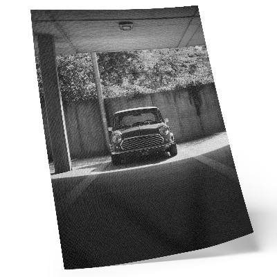 Decorative poster Classic car in black and white in the garage