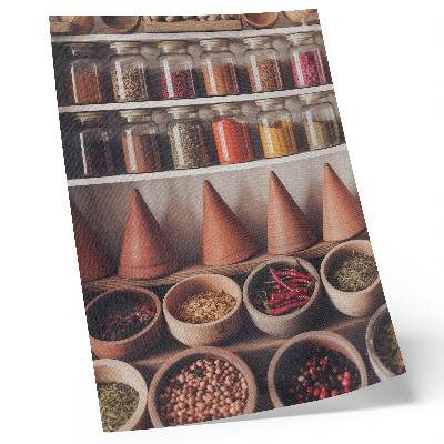 Premium wall art Spices in jars, wood, ceramic, warm colors