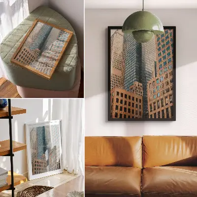 Premium wall art modern skyscrapers with geometric elegance