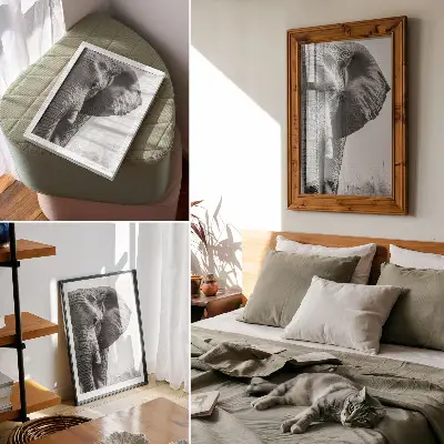 Decorative poster monochromatic atmosphere with wrinkled leather texture and elegant style