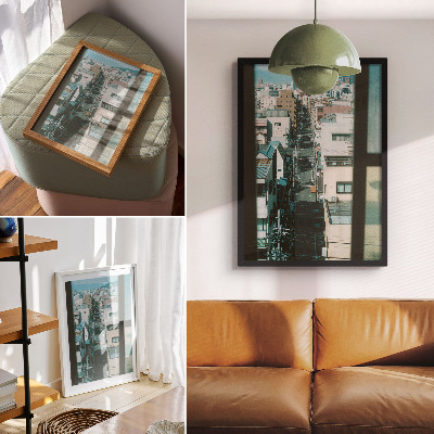 Decorative poster Modern urban landscape with mountains
