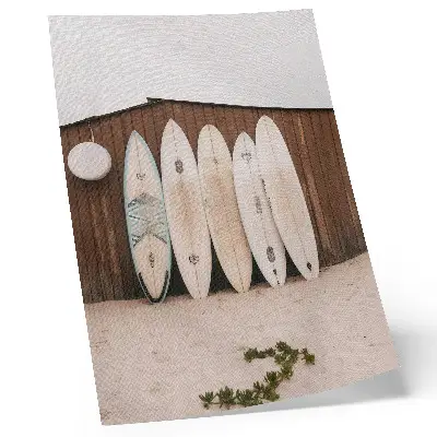Poster wooden surfboards in delicate green