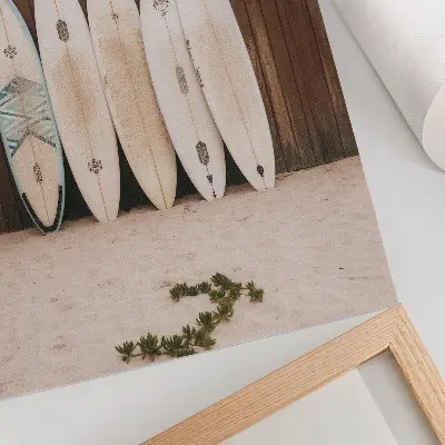 Poster wooden surfboards in delicate green