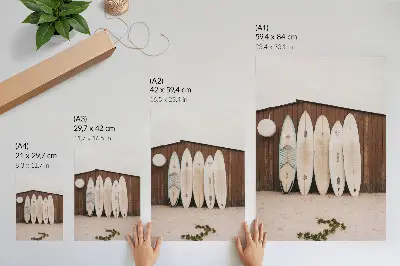 Poster wooden surfboards in delicate green