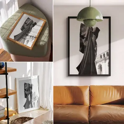 Minimalist architectural fabric wall art premium composition