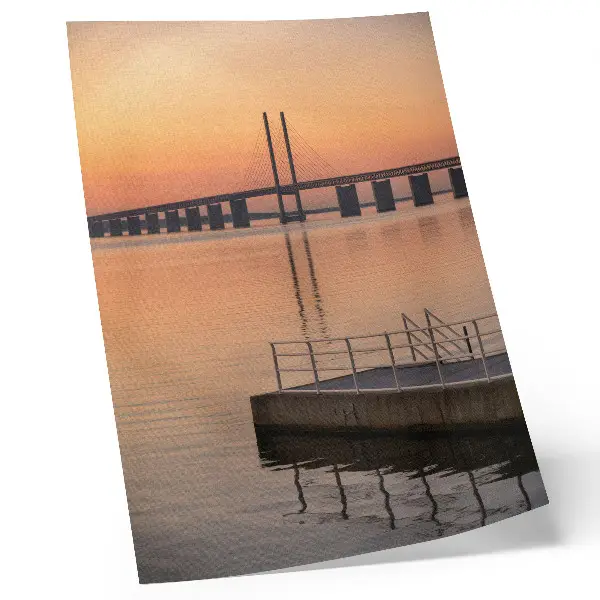 Decorative poster minimalist sunset bridge in warm shades