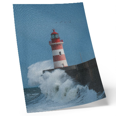 Poster Lighthouse, blue sky, sea waves