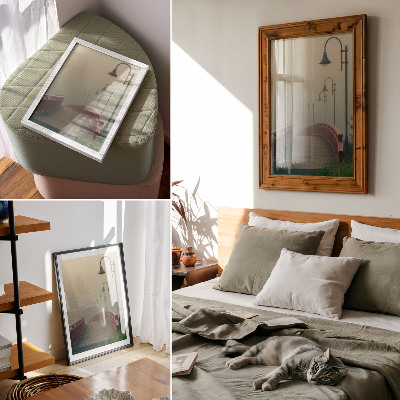 Decorative poster Fog bridge lanterns harmony gentleness