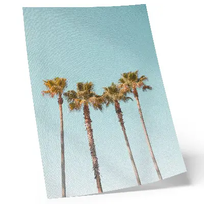 Poster palm trees on a blue background with a holiday nature theme