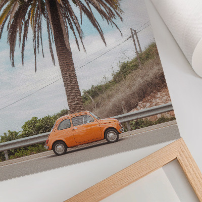 Decorative poster Palm tree retro car nature carefree
