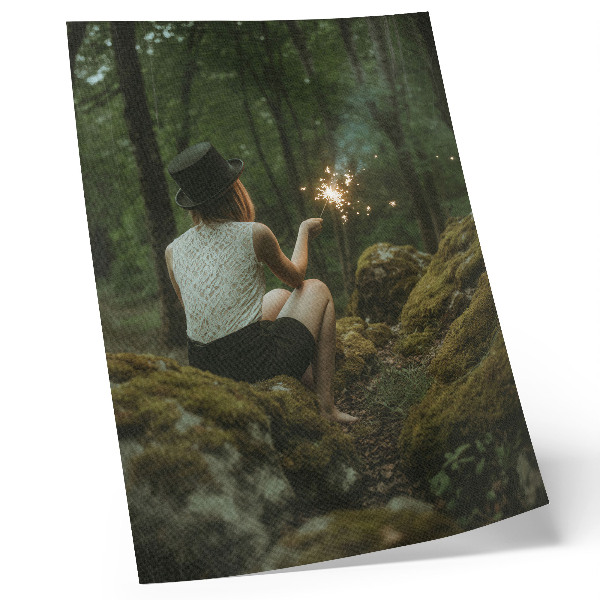 Art print Mysterious forest scenery with an aura of adventure