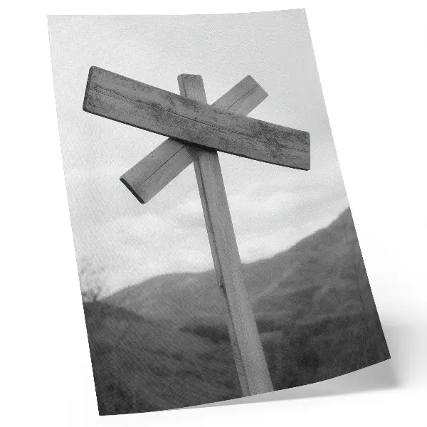 Premium wooden wall art mountain landscape in black and white